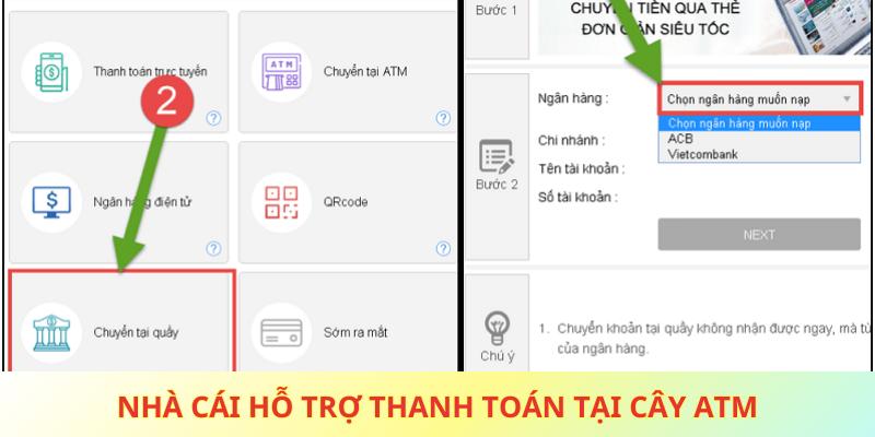 Nhà cái hỗ trợ thanh toán tại cây ATM